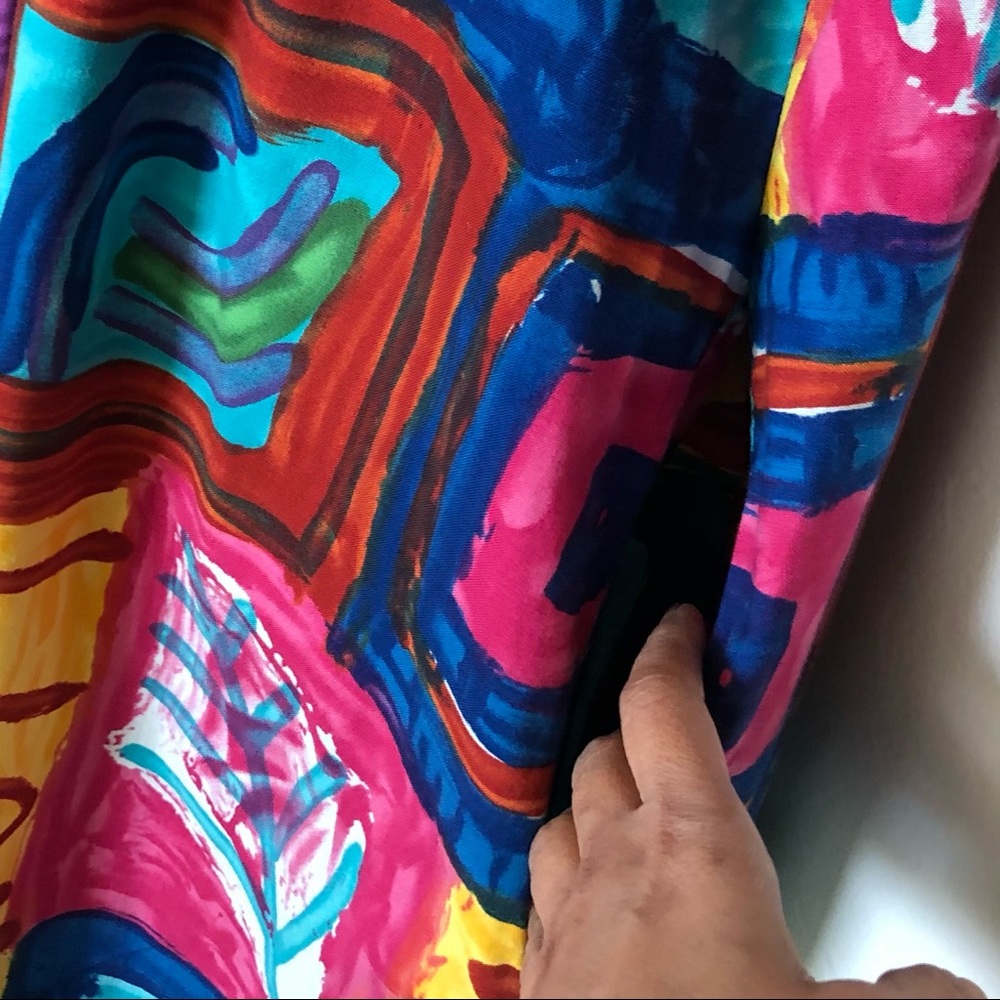 Vintage Krist Gudnason Wearable Art Abstract Print Dress Sz L - Picture 4 of 9